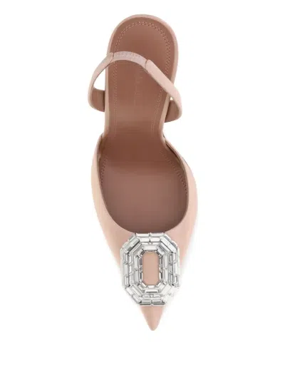Amina Muaddi 105mm Camelia Jewel-embellished Pointed-toe Heeled Sandal In Neutral