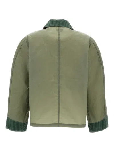 Bode Corduroy-trim Patch-pocket Jacket In Green