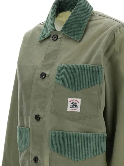 Bode Corduroy-trim Patch-pocket Jacket In Green