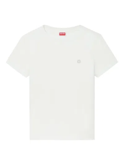 Kenzo Flower Appliqué T-shirt In White