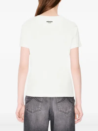 Kenzo Flower Appliqué T-shirt In White