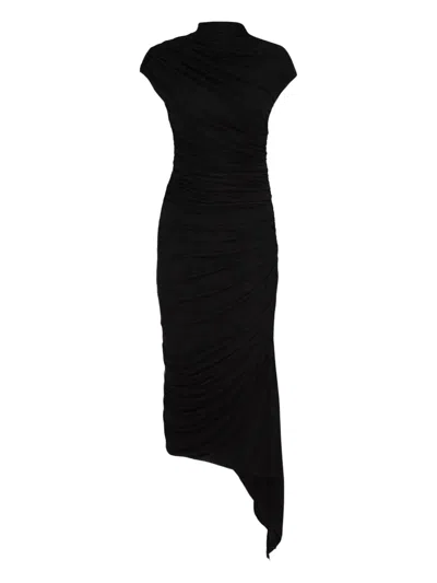 Francesco Murano High-neck Draped Dress In Black