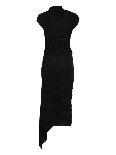 Francesco Murano High-neck Draped Dress In Black