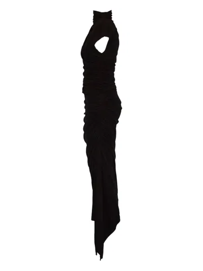 Francesco Murano High-neck Draped Dress In Black