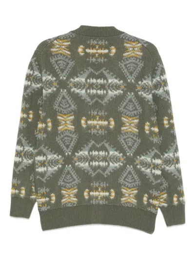 Altea Long Sleeve Jacquard Cardigan In Green