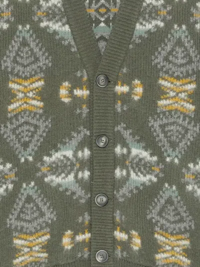 Altea Long Sleeve Jacquard Cardigan In Green