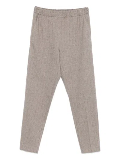 Le Tricot Perugia Herringbone-pattern Trousers In Gray