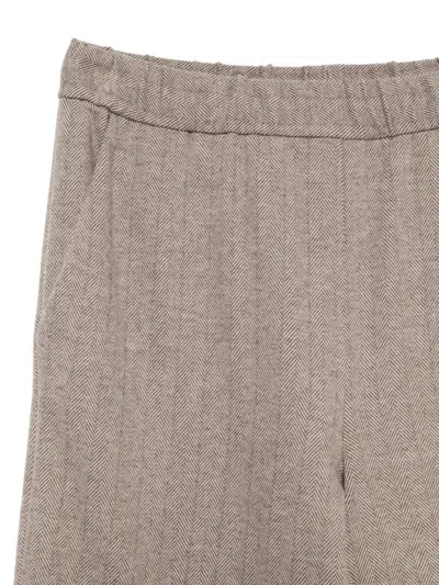 Le Tricot Perugia Herringbone-pattern Trousers In Gray