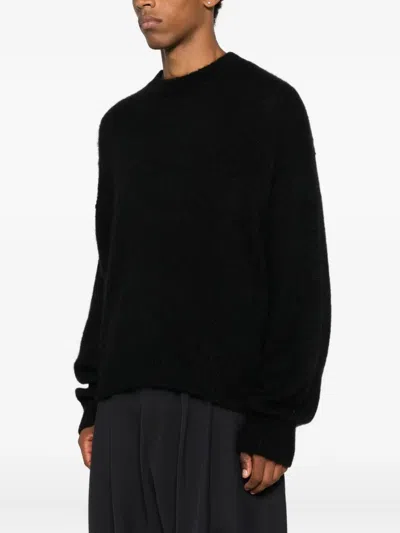 Studio Nicholson Wynn Black Superkid Mohair Crewneck Sweater In Black