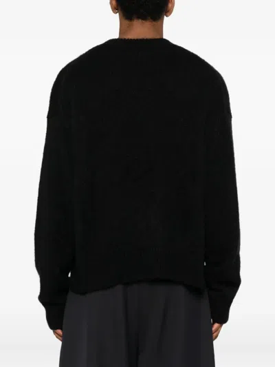 Studio Nicholson Wynn Black Superkid Mohair Crewneck Sweater In Black