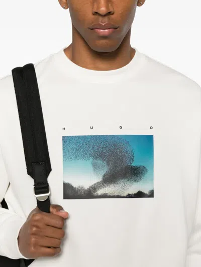 Hugo Boss Graphic-print Sweatshirt In White