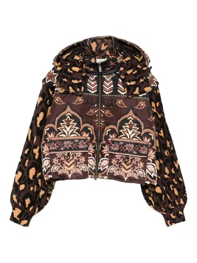 Farm Rio Womens Winter Ainika Brown Winter Ainika Floral-print Padded Jacket In Brown
