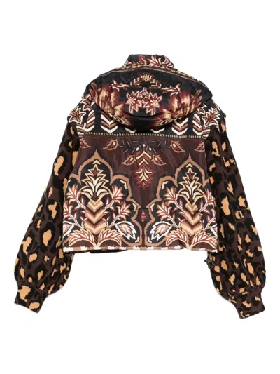 Farm Rio Womens Winter Ainika Brown Winter Ainika Floral-print Padded Jacket In Brown