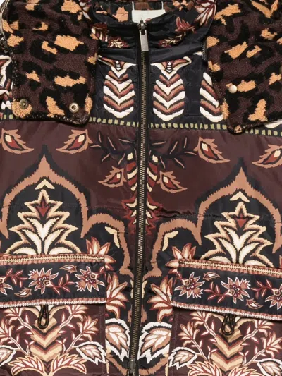 Farm Rio Womens Winter Ainika Brown Winter Ainika Floral-print Padded Jacket In Brown