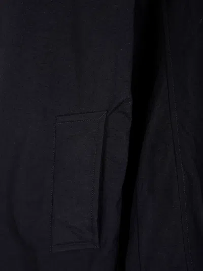 Y's Hooded Buttoned Coat In Black