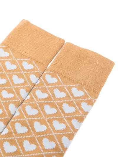 Stine Goya Heart-motif Socks In Orange