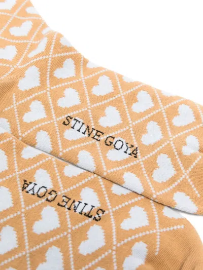 Stine Goya Heart-motif Socks In Orange
