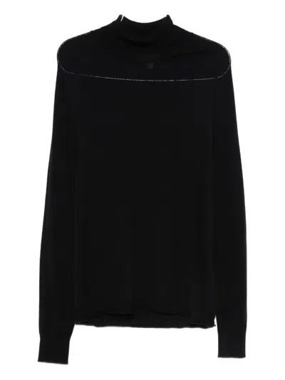 120% Lino Roll-neck Sweater In Blue