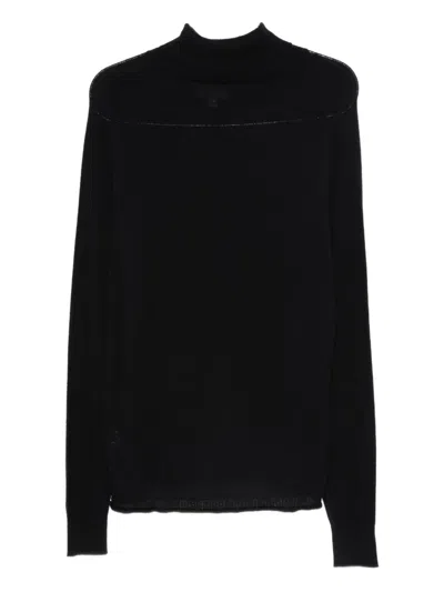 120% Lino Roll-neck Sweater In Blue