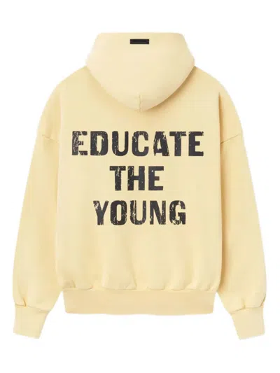Fear Of God Hooded Graphic Print Long Sleeve Sweatshirt In Yellow