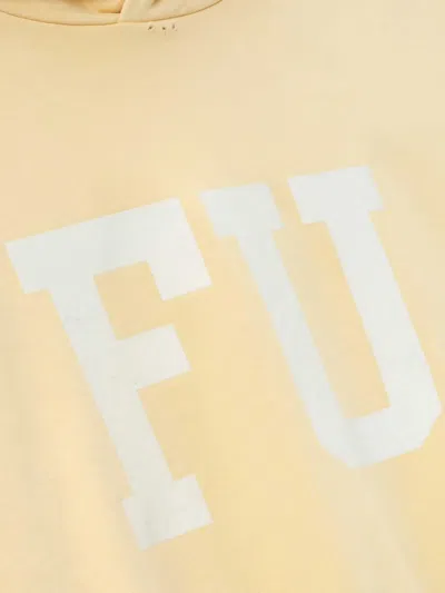 Fear Of God Hooded Graphic Print Long Sleeve Sweatshirt In Yellow