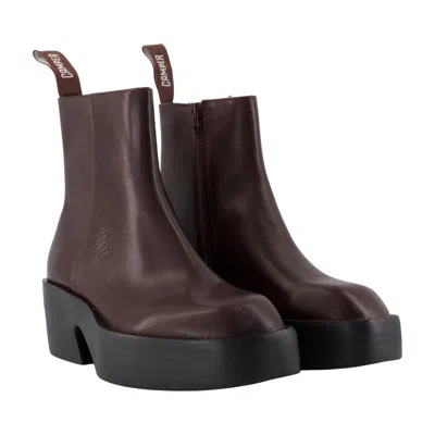 Camper Billie Ankle Boots In Burgundy
