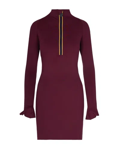 K-way Minid Scuba Mini Dress In Burgundy