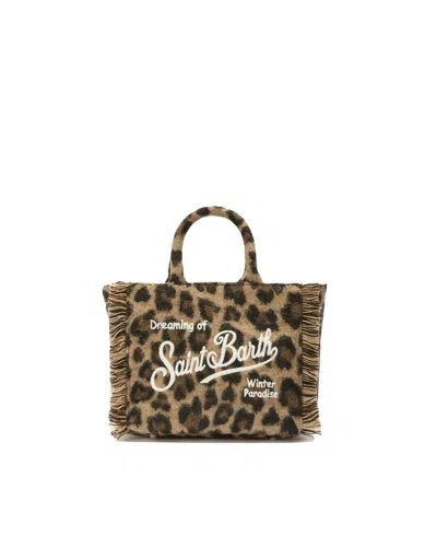 Mc2 Saint Barth Borsa A Mano Colette Felt In Misto Lana Leopardata In Brown