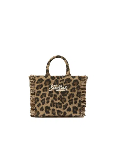 Mc2 Saint Barth Borsa A Mano Colette Felt In Misto Lana Leopardata In Brown