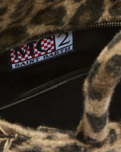 Mc2 Saint Barth Borsa A Mano Colette Felt In Misto Lana Leopardata In Brown