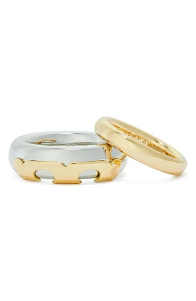 Tory Burch Essential Set Of 2 Stacking Rings In Multi