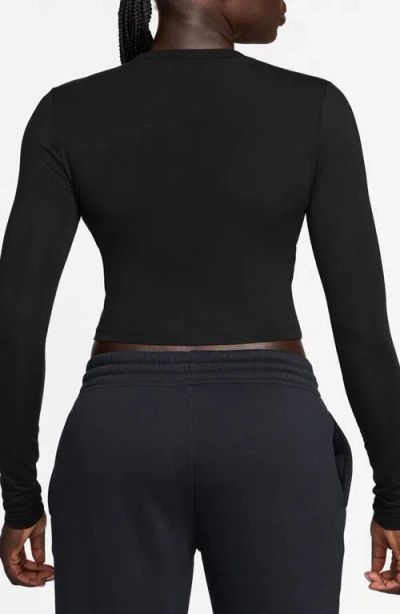 Nike Sportswear Chill Knit Slim Long Sleeve Crop T-shirt In Black