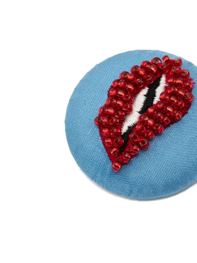 Undercover Lip-embellished Pin In Blue