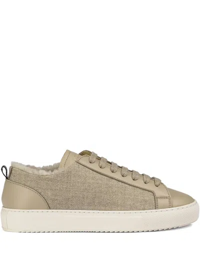 Doucal's Lace-up Leather Sneakers In Gray