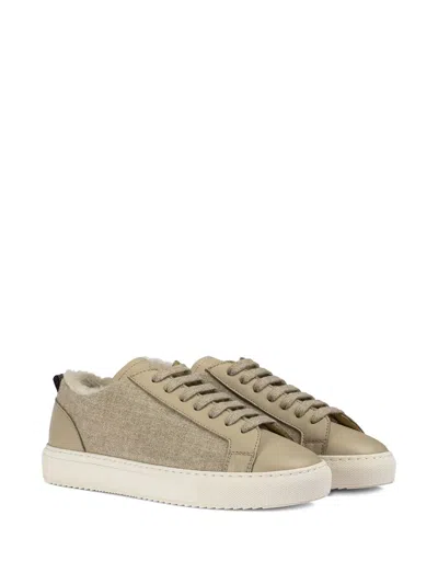 Doucal's Lace-up Leather Sneakers In Gray