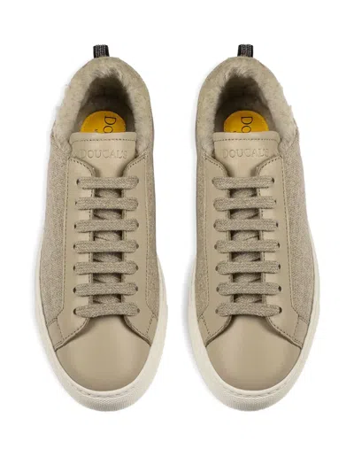 Doucal's Lace-up Leather Sneakers In Gray