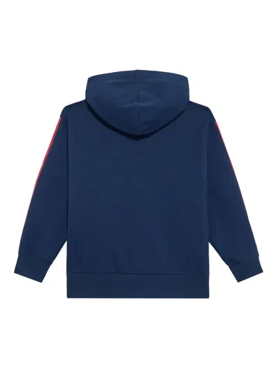 Roberto Cavalli Monogram-panelled Hooded Sweatshirt In Blue