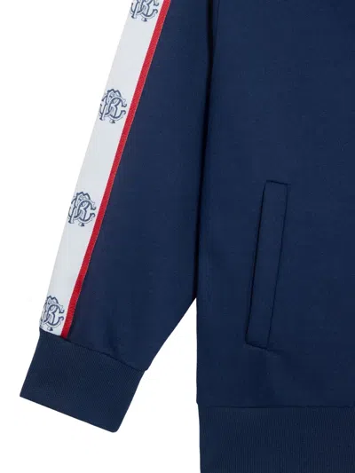 Roberto Cavalli Monogram-panelled Hooded Sweatshirt In Blue