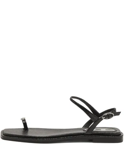 Diesel D-amber Logo-detail Flat Sandals In Black