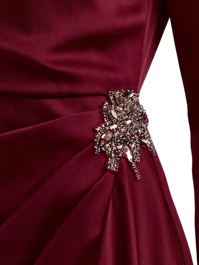 Erdem Long-sleeve Draped Midi Dress In Burgundy