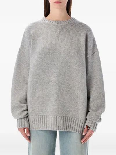Extreme Cashmere Long-sleeve Crew-neck Sweater In Gray