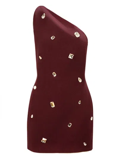 David Koma Crystal-embellished One-shoulder Dress In Red