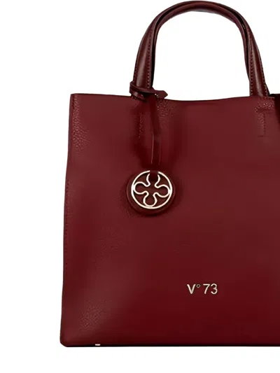 V73 Top Handle Charm Tote Bag In Red