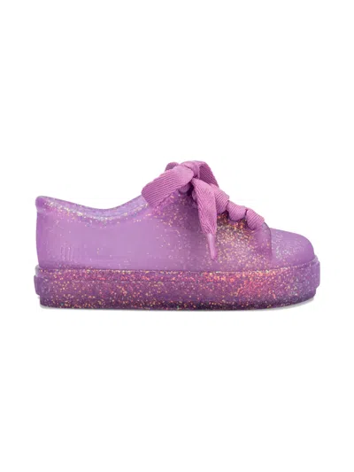 Mini Melissa Hip Glitter Lace-up Sneaker In Purple