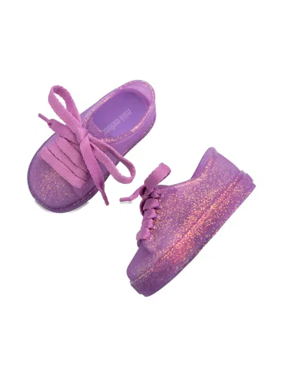 Mini Melissa Hip Glitter Lace-up Sneaker In Purple