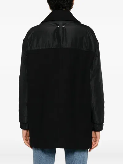Patrizia Pepe Panelled Double-breasted Coat In Black