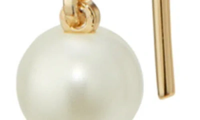 Tory Burch Kira Imitation Pearl Threader Drop Earrings In Gold