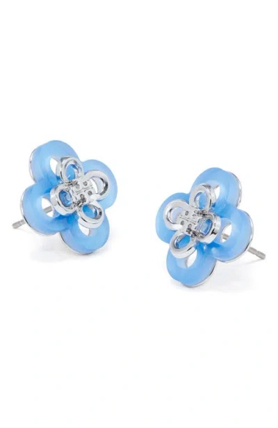 Tory Burch Kira Clover Stacked Stud Earrings In Blue