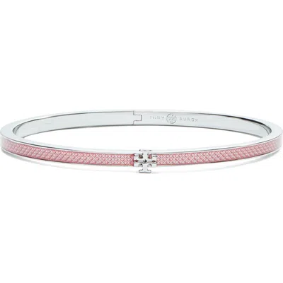 Tory Burch Kira Enamel Hinge Slim Bracelet In Metallic