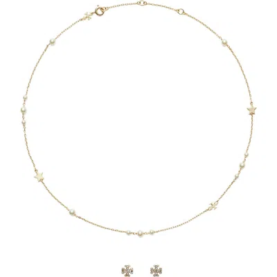 Tory Burch Kira Necklace & Earrings Set In Gold
